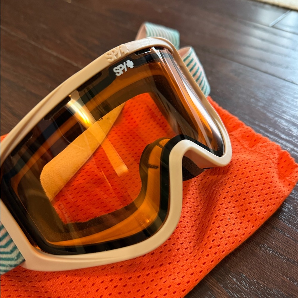 SPY Ski Goggles with Orange Lens and Cream Frame